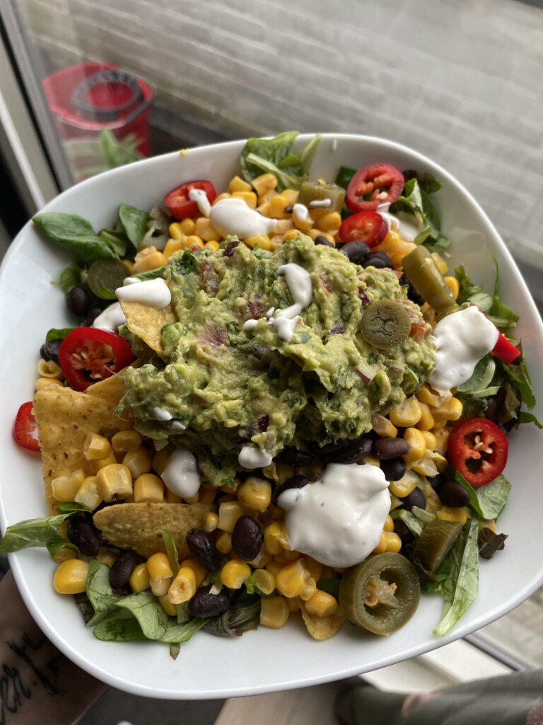 blackbean sweetcorn loaded nachos 